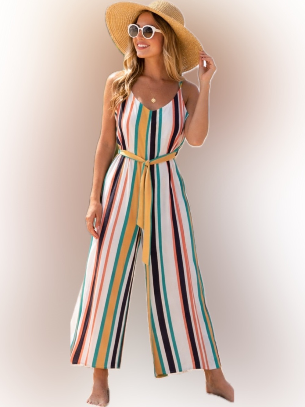 She + Sky | Multicolor Striped Jumpsuit